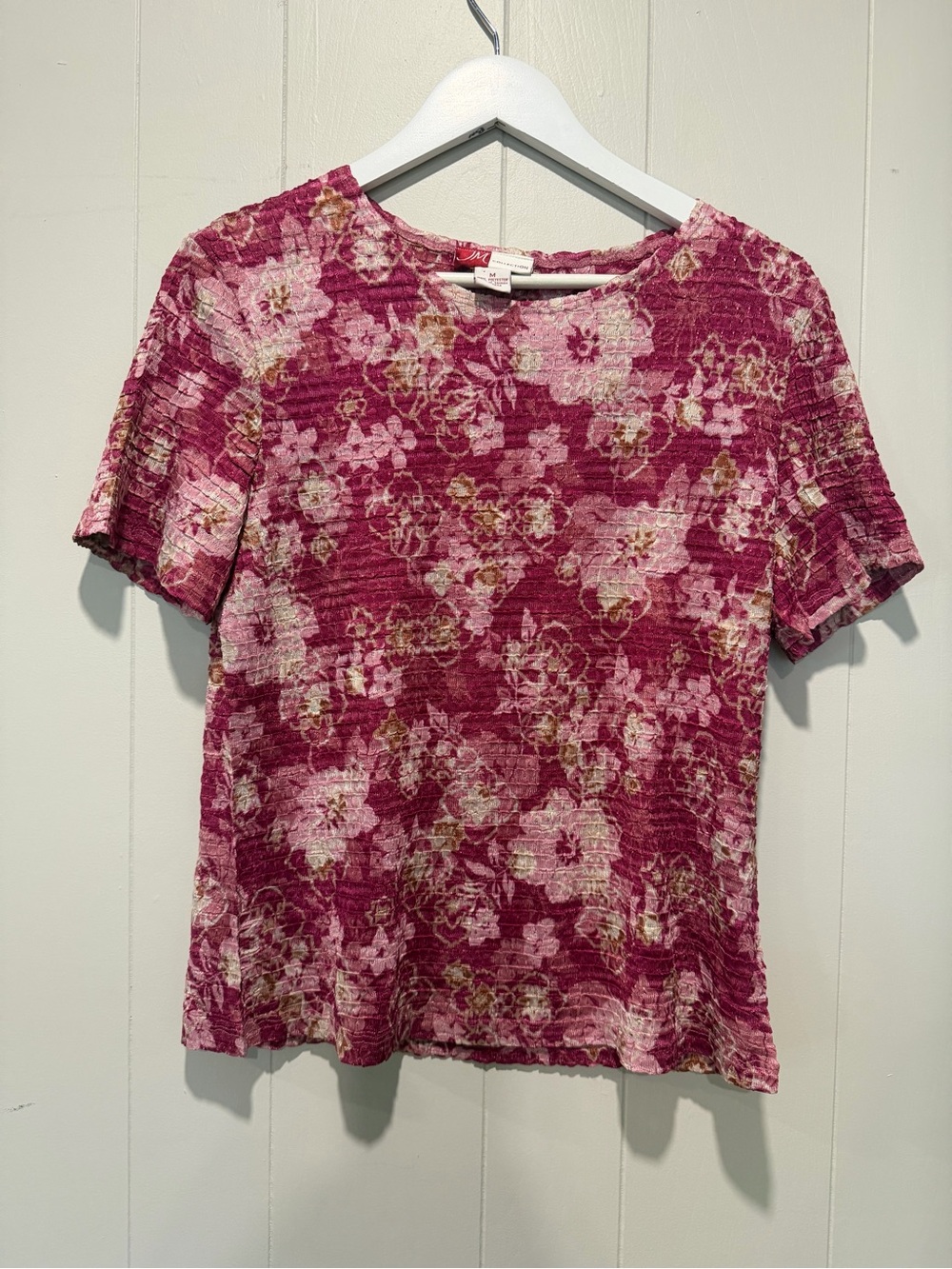 JM Collection Berry Pink Floral Short-Sleeve Tee